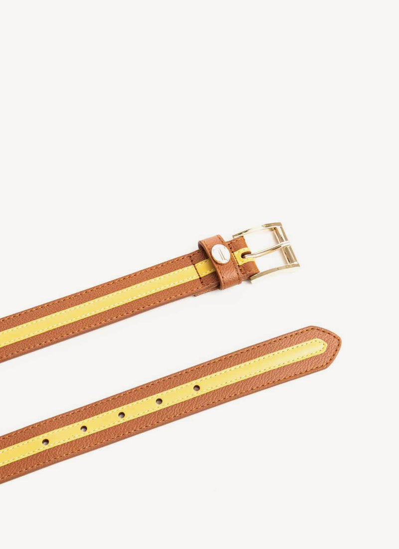 Trussardi - Ceinture Marron Et Jaune - B680 - Femme