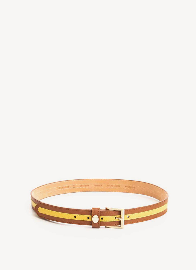 Trussardi - Ceinture Marron Et Jaune - B680 - Femme