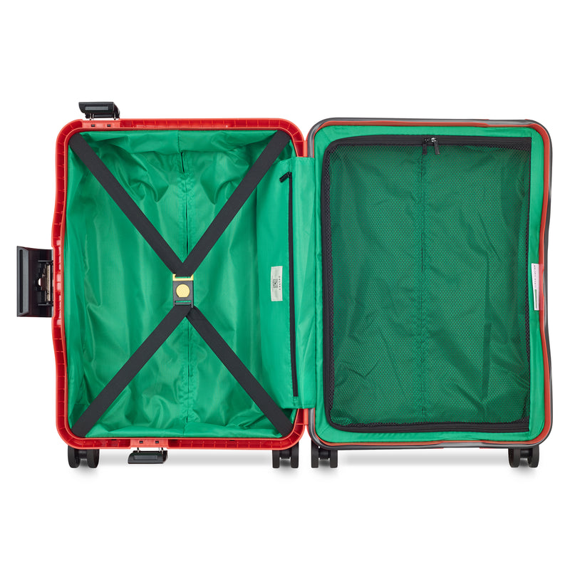 Small Color Block Hardside Trolley Suitcase - Red