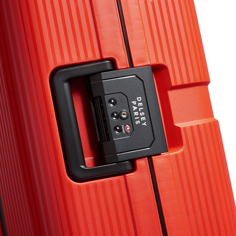 Color Block Hardside Medium Trolley Suitcase - Red