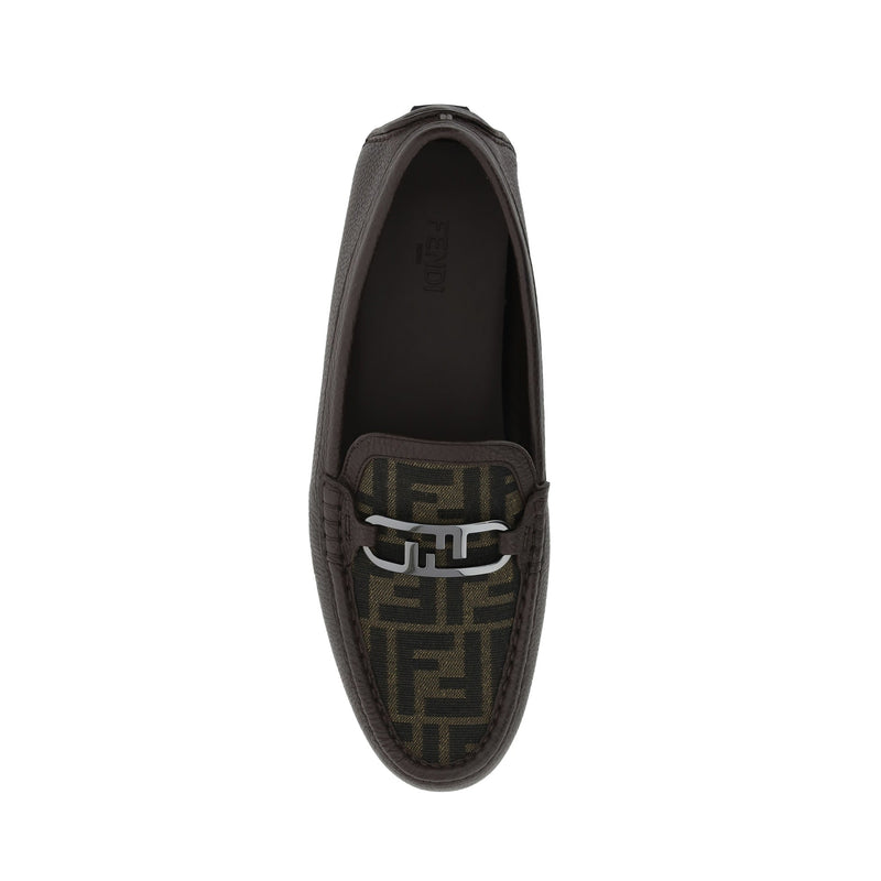 Mocassins - Fendi Leather Monogram - Brown
