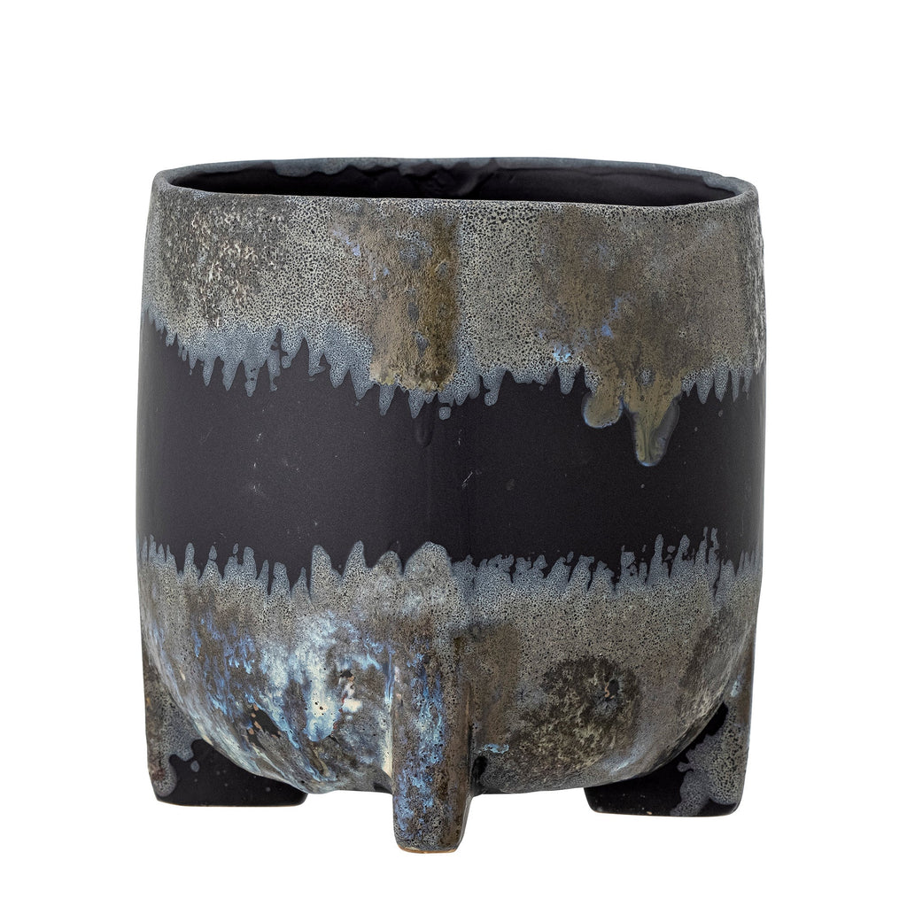 Nasru - Set of 4 Plant Pot Covers - Black - Stoneware