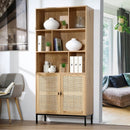 6 Librerías Y 2 Puertas Librería De Ratán Natural - Jaya - Décor Bois Et Rotin