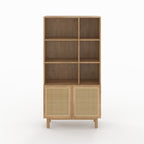 Delya - Bibliothèque En Bois Massif De Mindi Et Rotin