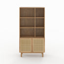 Bibliothèque Delya en bois massif de mindi et rotin