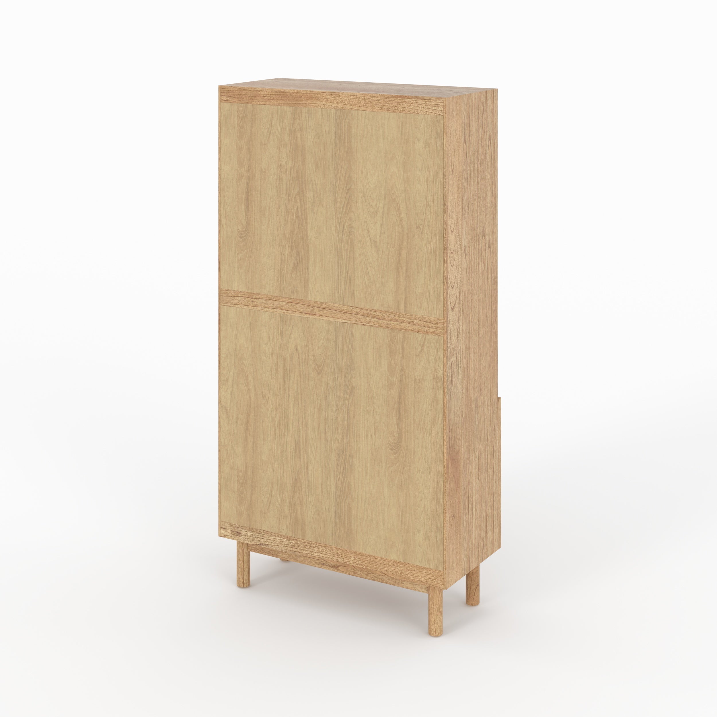 Delya - Bibliothèque En Bois Massif De Mindi Et Rotin