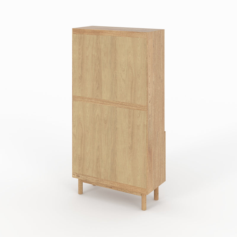 Bibliothèque Delya en bois massif de mindi et rotin