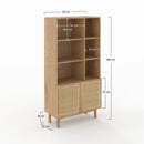 Bibliothèque Delya en bois massif de mindi et rotin