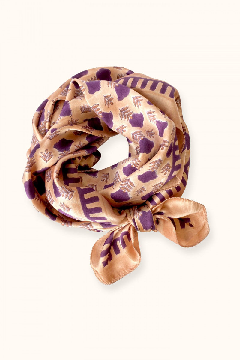 Big Foulard En Soie Latika "Poppy" - Crème