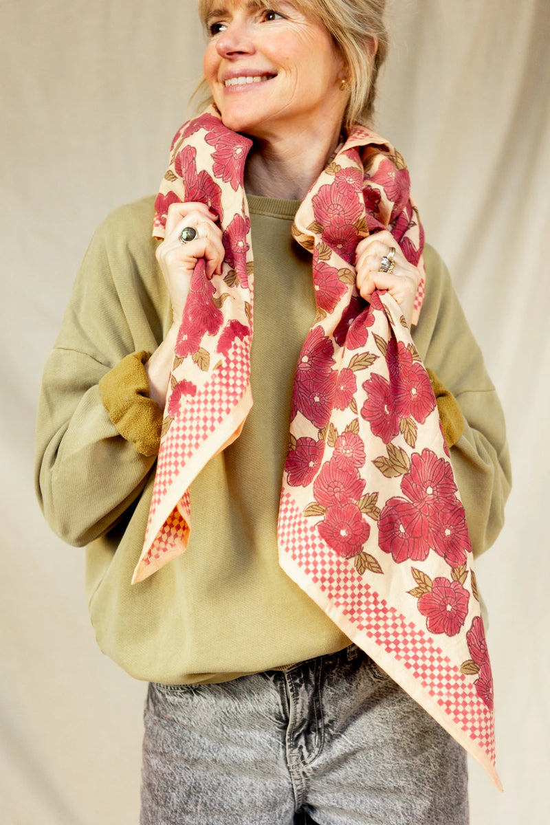 Big Foulard Latika "Bloom" - Macadamia