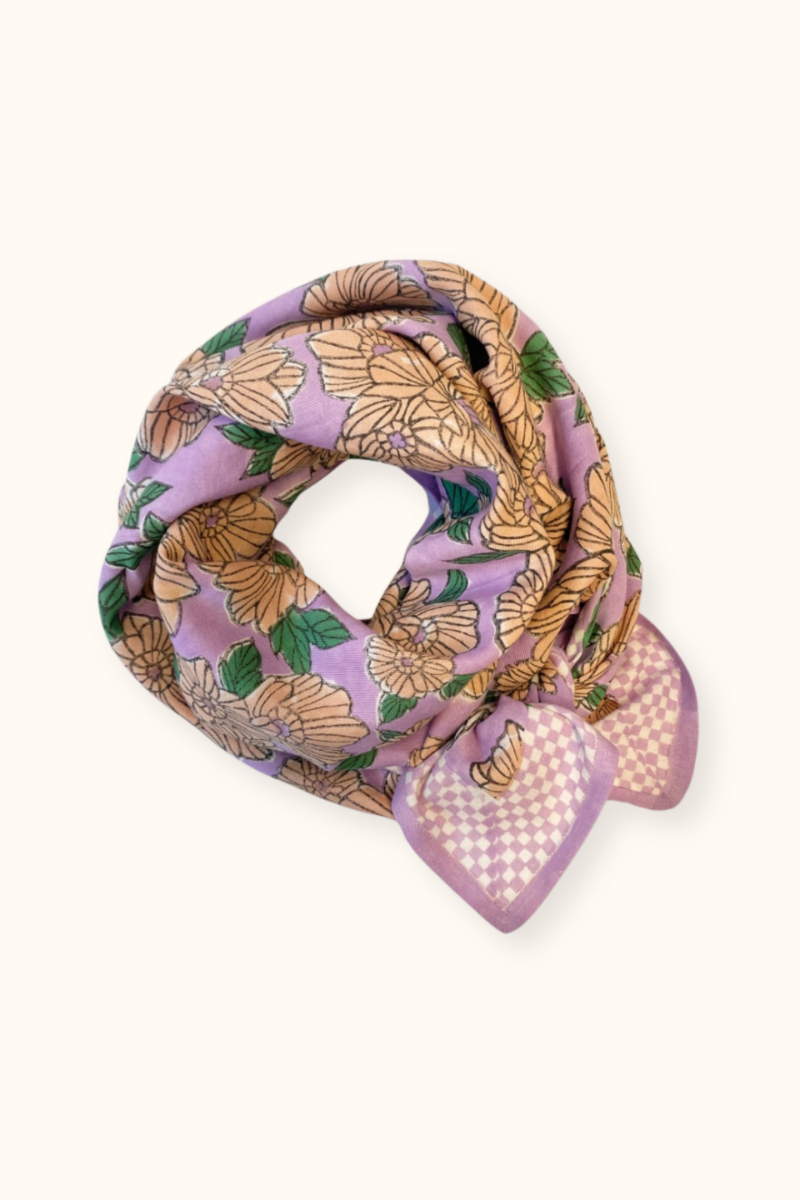 Big Foulard Latika "Bloom" - Lavande