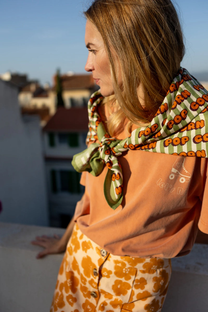 Big Foulard Latika "Pop Corn" - Olive