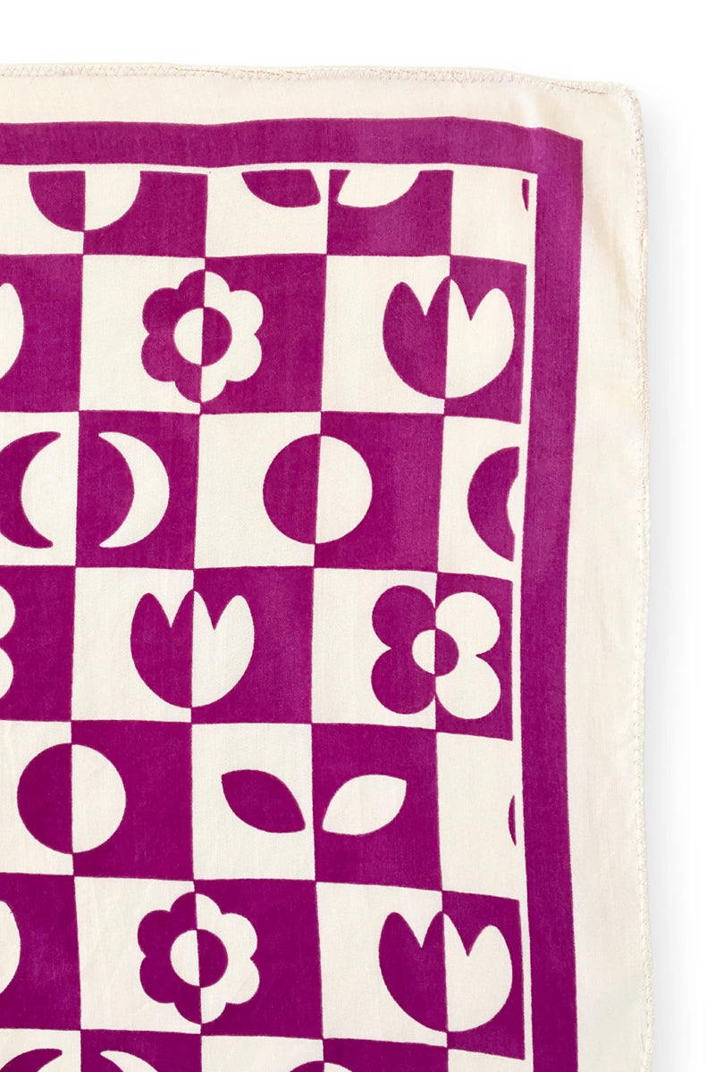 Big Foulard Palika "Damier" - Fuchsia