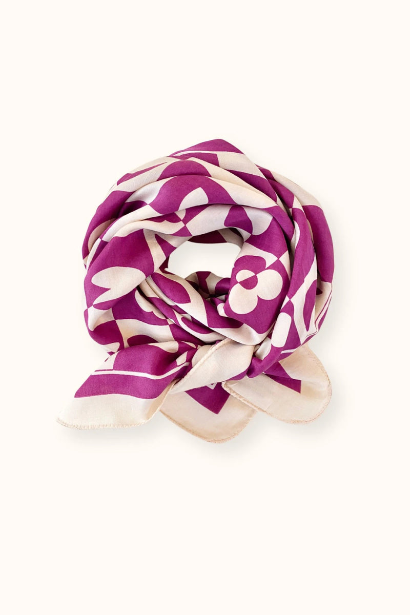 Big Foulard Palika "Damier" - Fuchsia