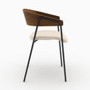 Lot de 2 chaises Esmée en velours blanc cassé et bois de noyer