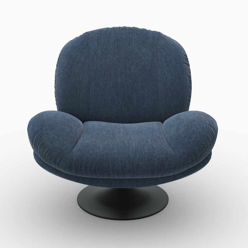 Fauteuil Ricci pivotant en tissu effet velours bleu nuit