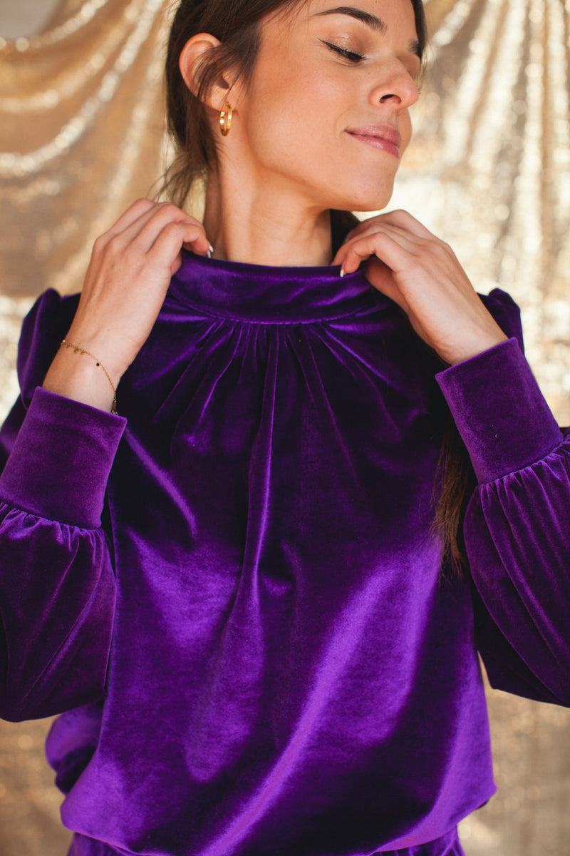 Blouse Alaya - Velours Myrtille - Femme