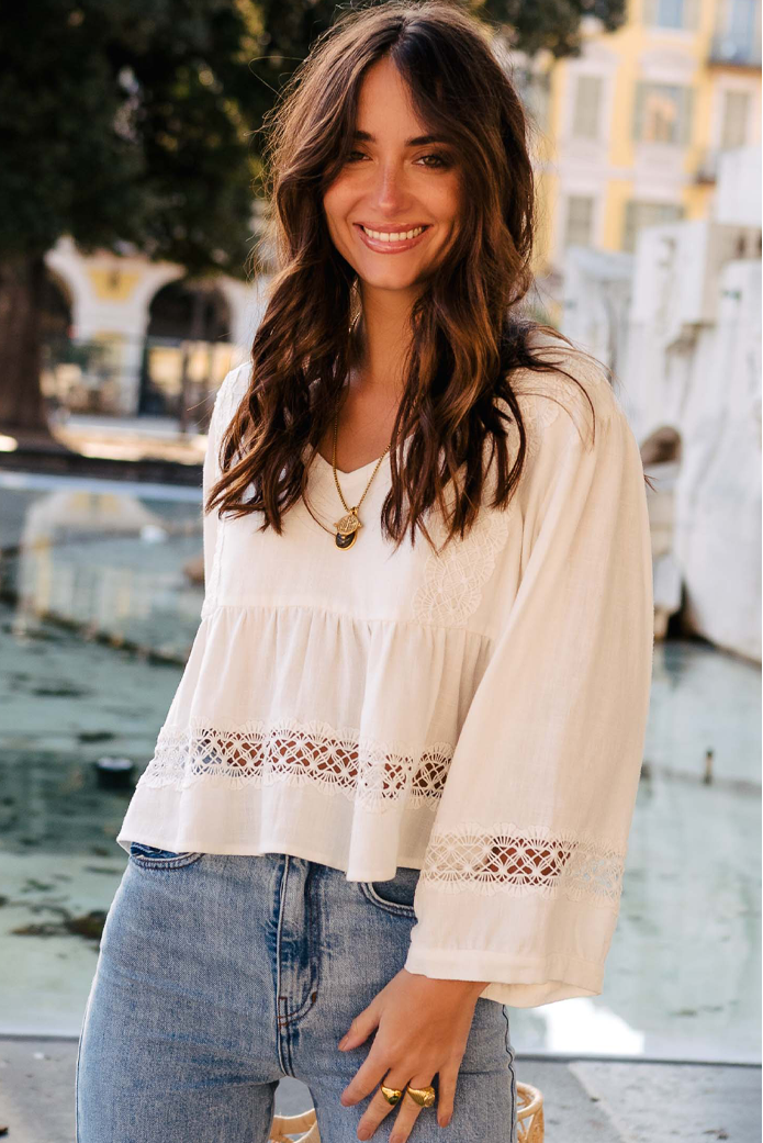 Blusa Amy Lin Viscosa Blanco