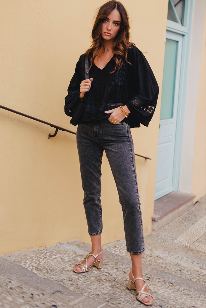 Amy Lin Viscose Noir Blouse
