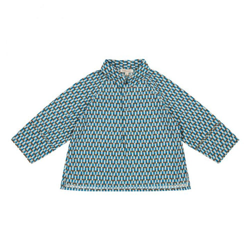 Caramelo - Blusa con estampado geométrico azul bardana
