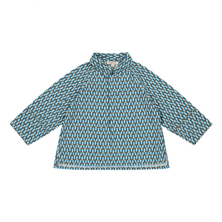 Caramel - Burdock Blue Geo Print Blouse