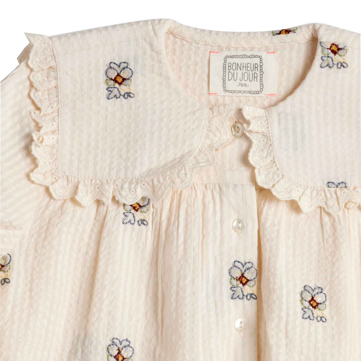 Elsie Blouse - Ecru/Blue
