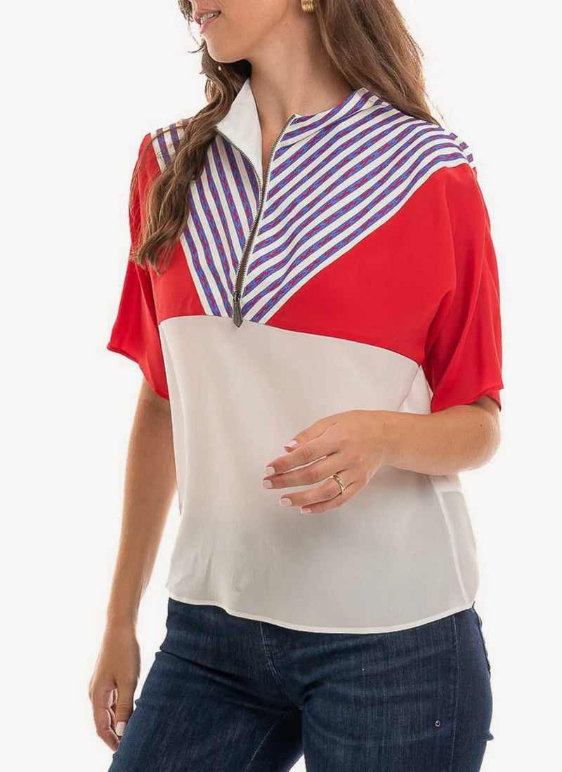 Trussardi - Blouse Imprimés Rayures - R684 Red White - Femme