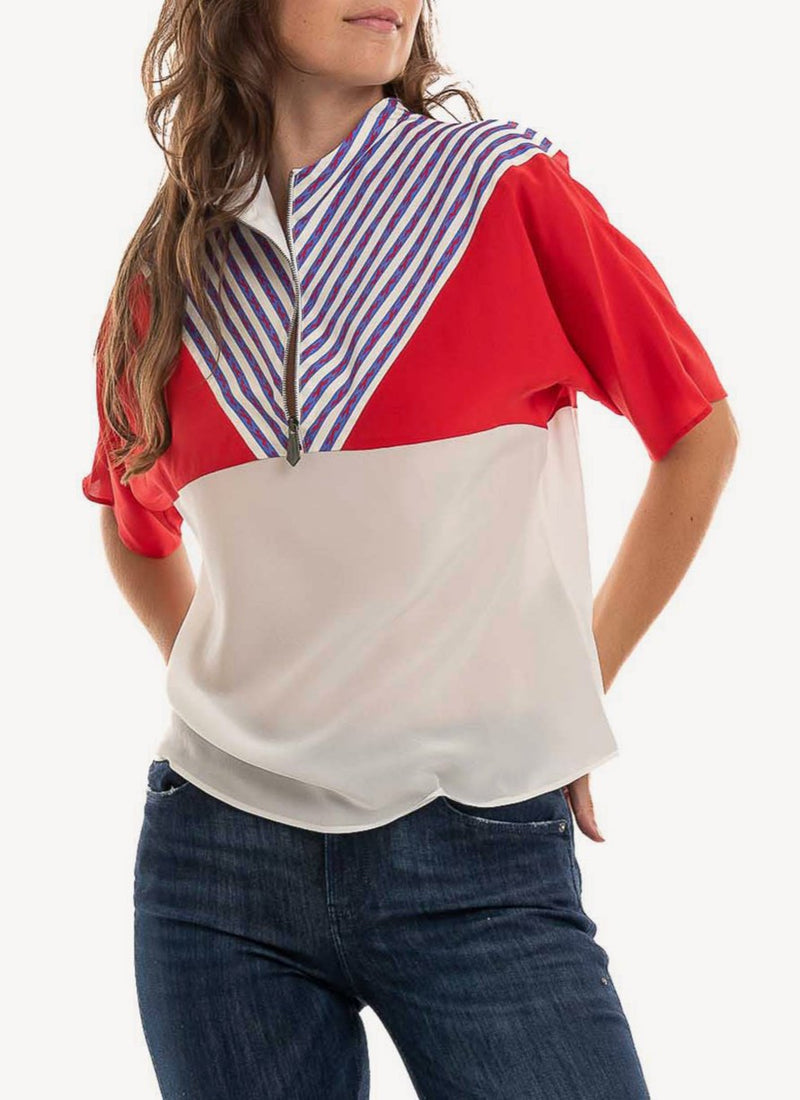 Trussardi - Blouse Imprimés Rayures - R684 Red White - Femme