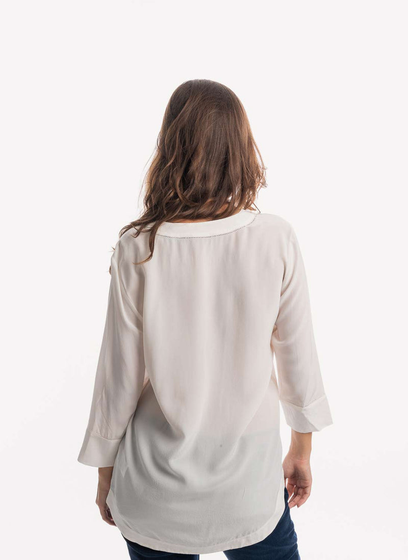 Tommy Hilfiger - Blouse Manches 3/4 - Offwhite - Femme