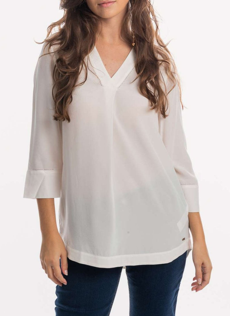 Tommy Hilfiger - Blouse Manches 3/4 - Offwhite - Femme