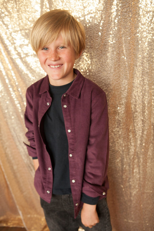 Blouse Yakari - Velours Fin Aubergine - Enfant