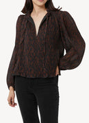 Ganni - Blouse Georgette Plissée - French Roast - Femme