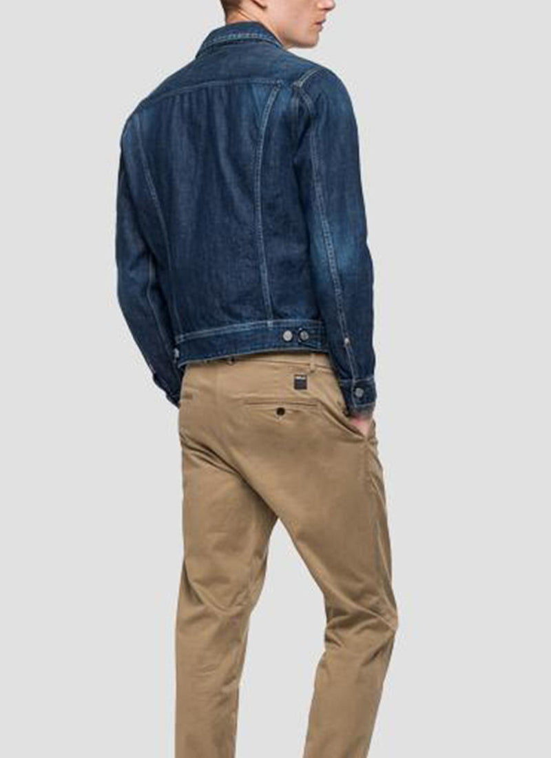 Replay - Blouson En Denim Boutonné - Dark Blue - Homme