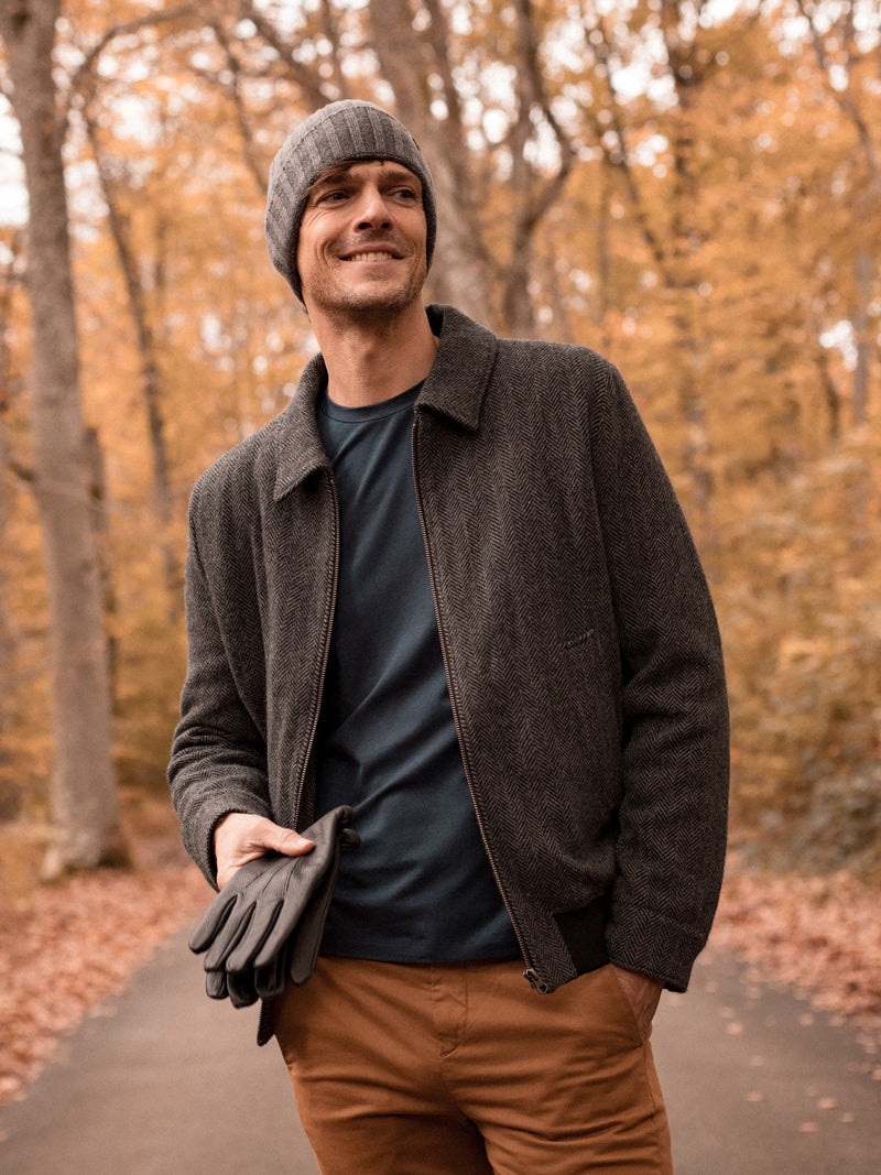 Blouson En Laine À Chevrons - Gris