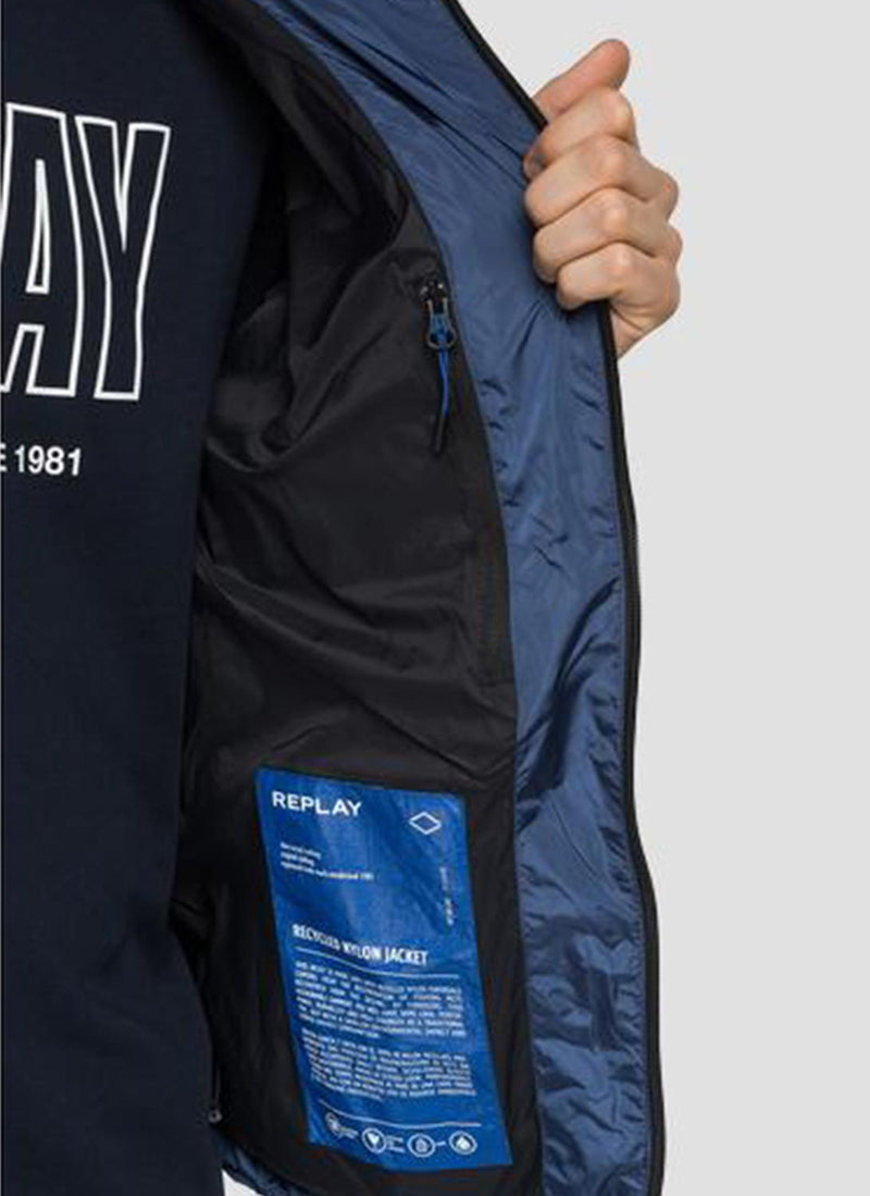 Replay - Blouson En Nylon À Capuche - Cobalt Blue - Homme