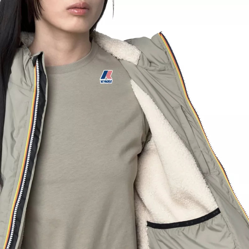 Blouson K-Way Le Vrai 4.0 Albine Orsetto - Kaki Clair, Ecru