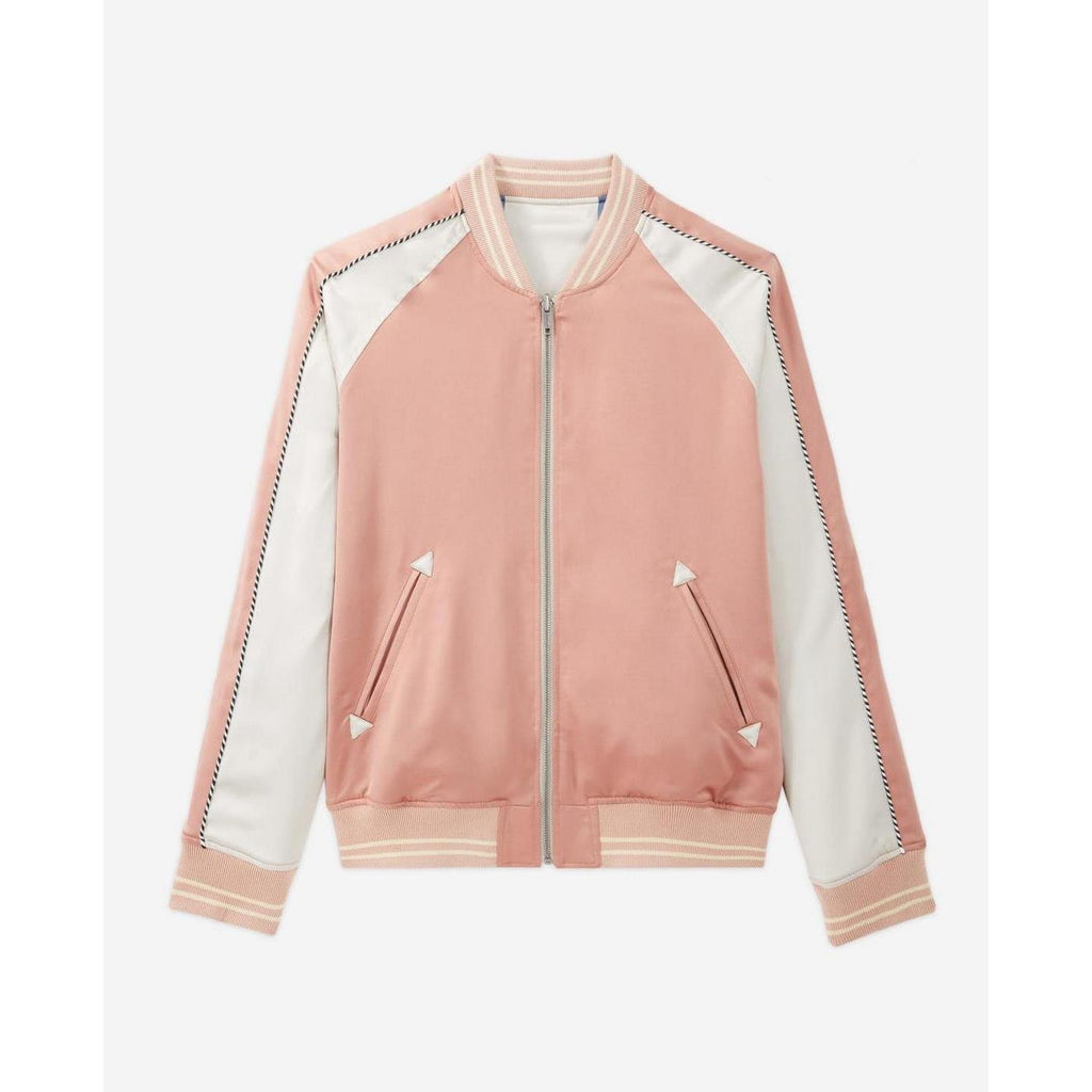 The Kooples - Blouson Réversible Brodé Bleu Et Rose Tissu Japonais - Homme
