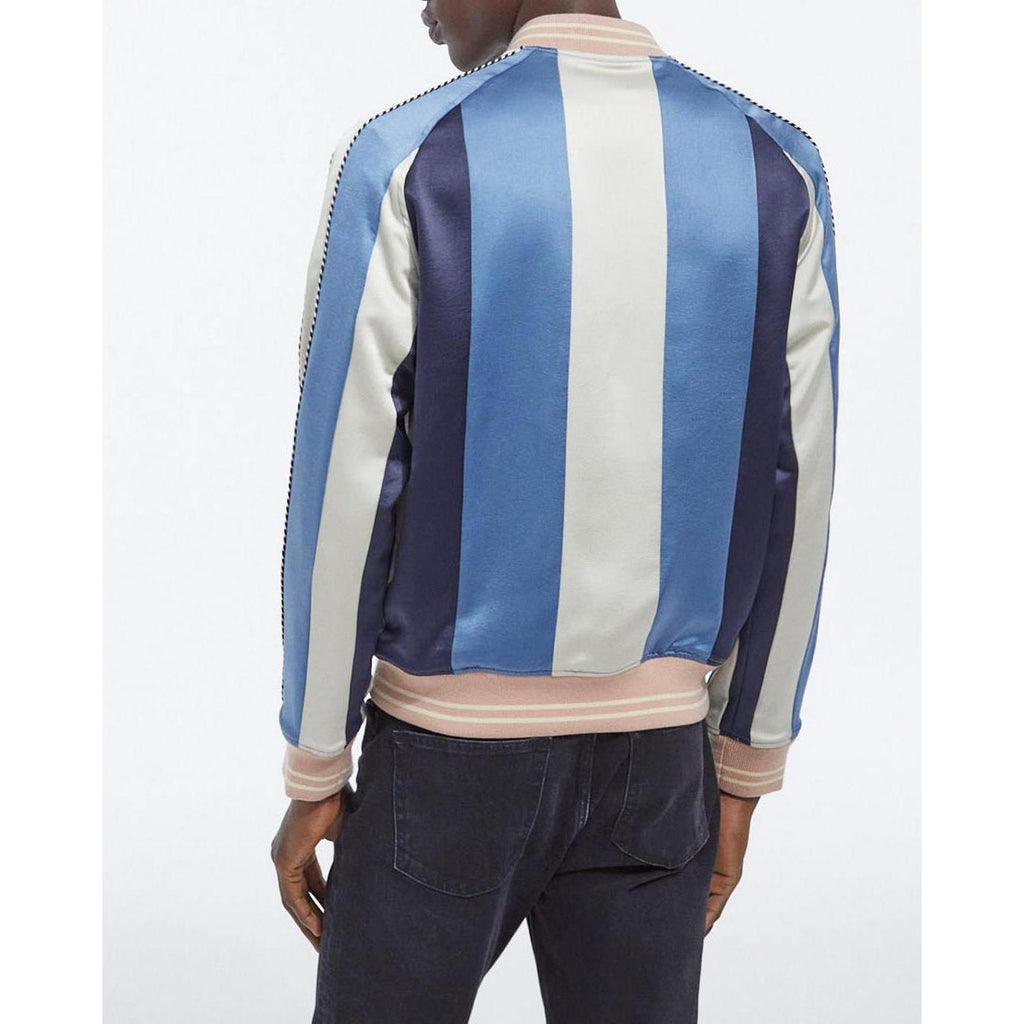 The Kooples - Blouson Réversible Brodé Bleu Et Rose Tissu Japonais - Homme