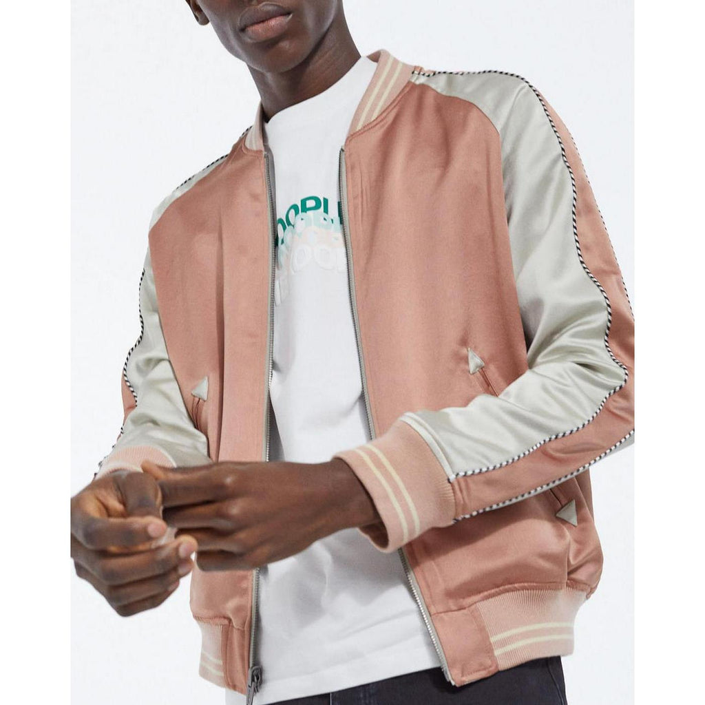 The Kooples - Blouson Réversible Brodé Bleu Et Rose Tissu Japonais - Homme
