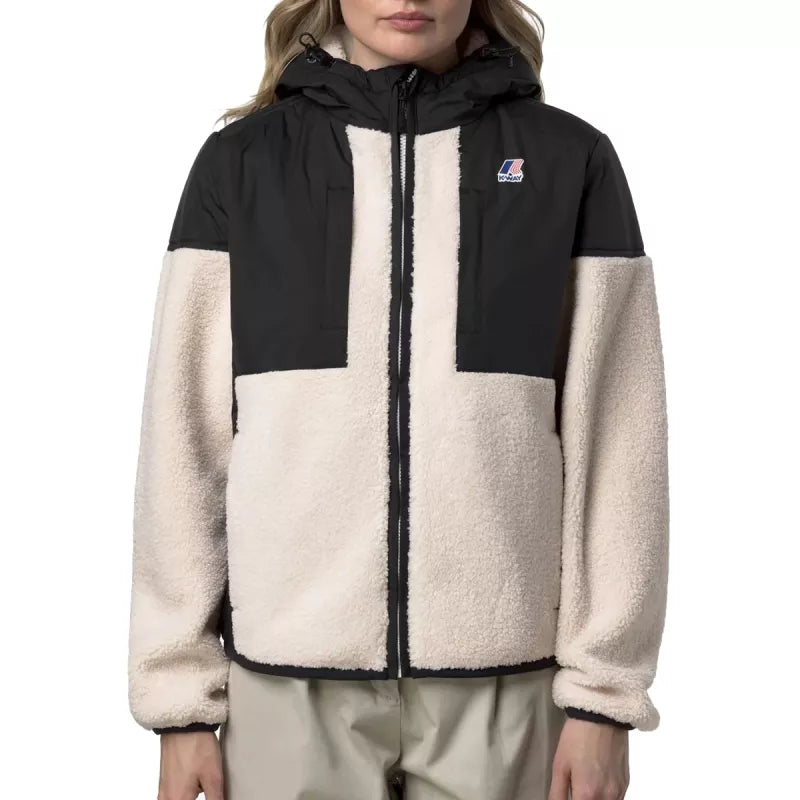 Cazadora Sherpa K-Way Samson 4.0 Orsetto - Negro/Crudo
