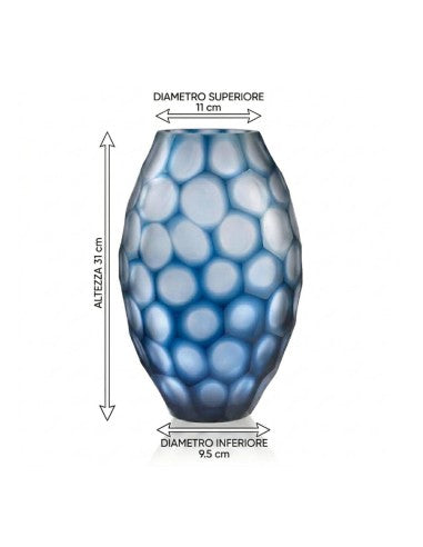 Geode - Vase Ovale - H31 Cm - Bleu
