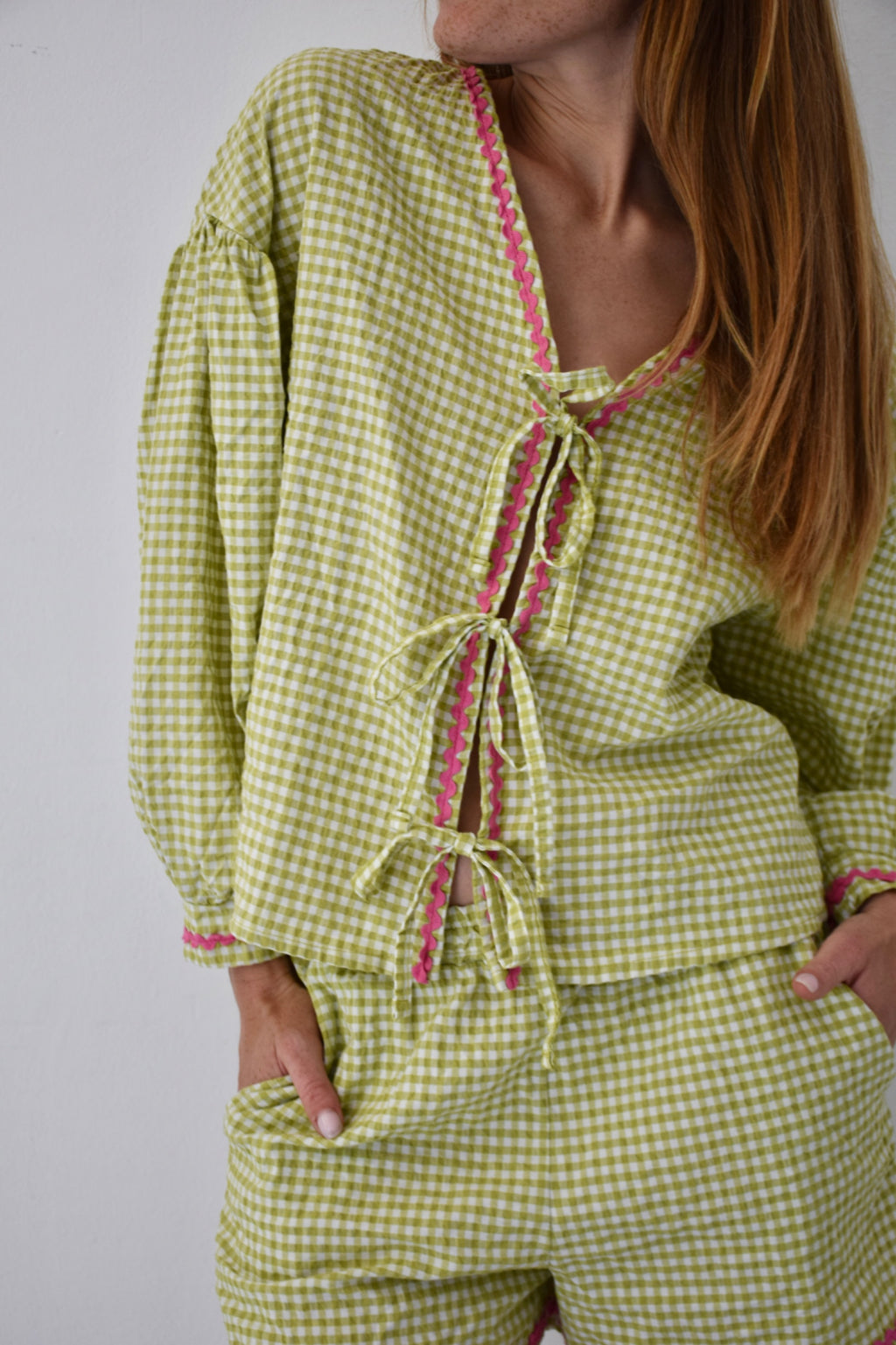 Marta Gingham Blouse Green