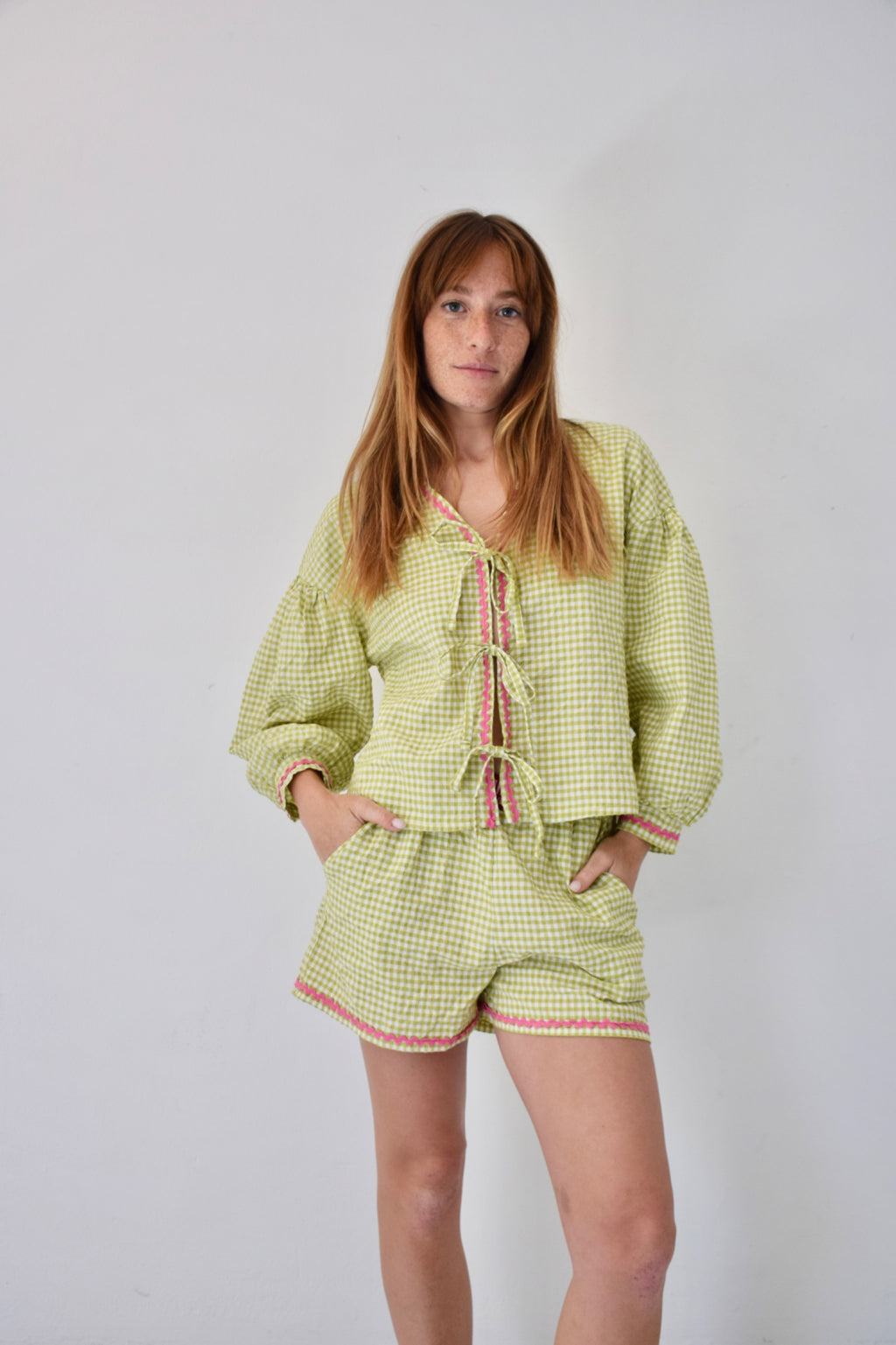 Marta Gingham Blouse Green