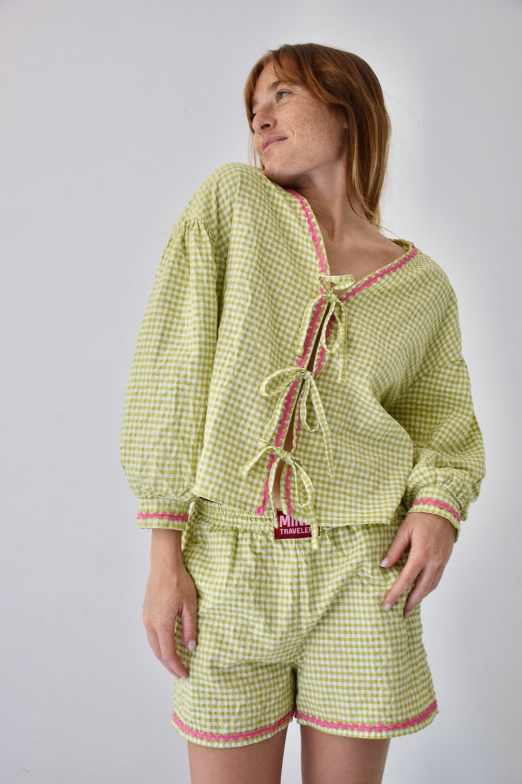 Marta Gingham Blouse Green