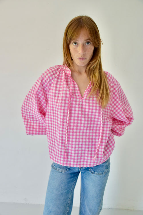Matilde Vichy Fuchsia Blouse