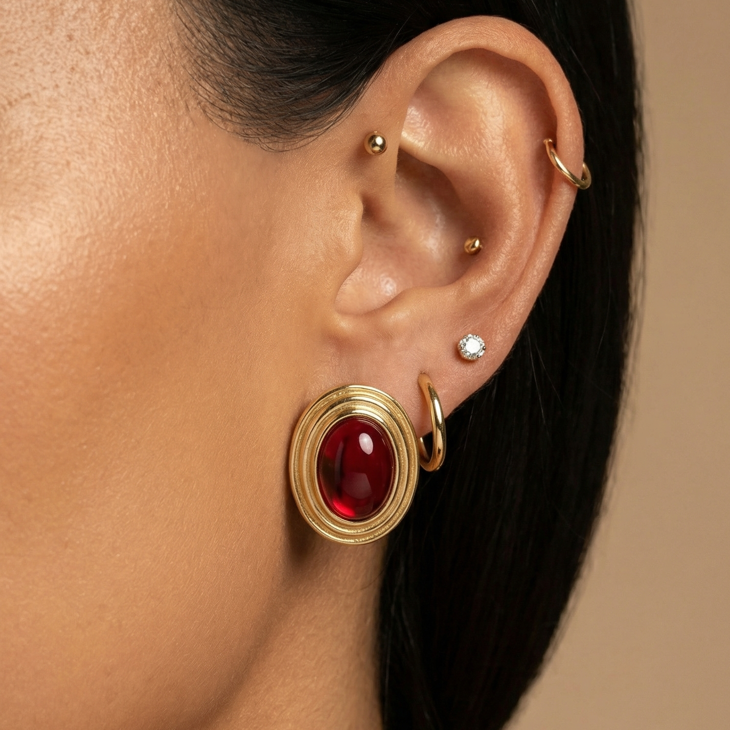 Boucles D'Oreilles Old Money Rouge