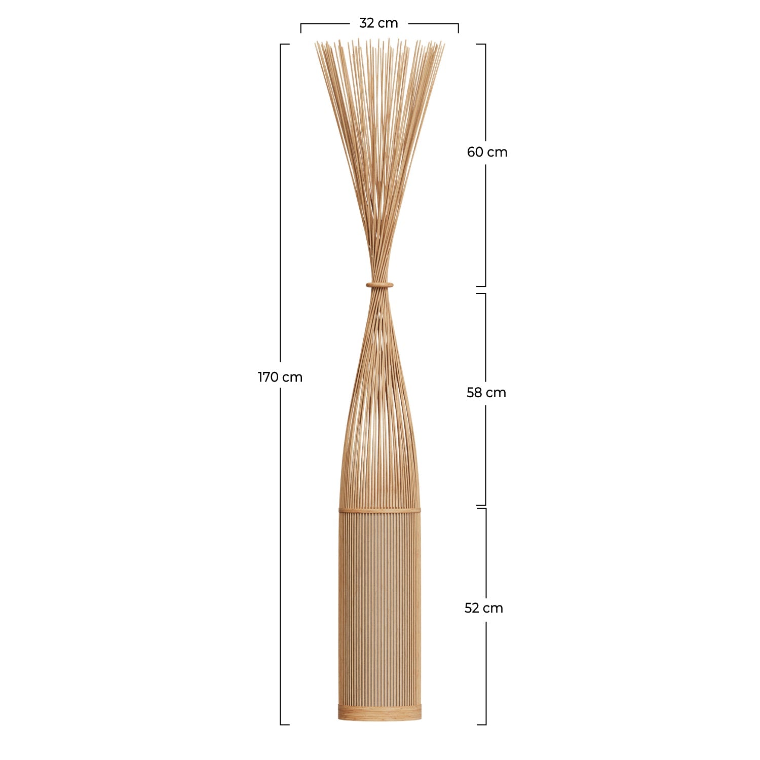 Huron - Lampadaire En Bambou Naturel