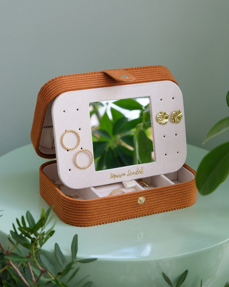 Boîte À Bijoux De Voyage Brigitte En Velours Côtelé