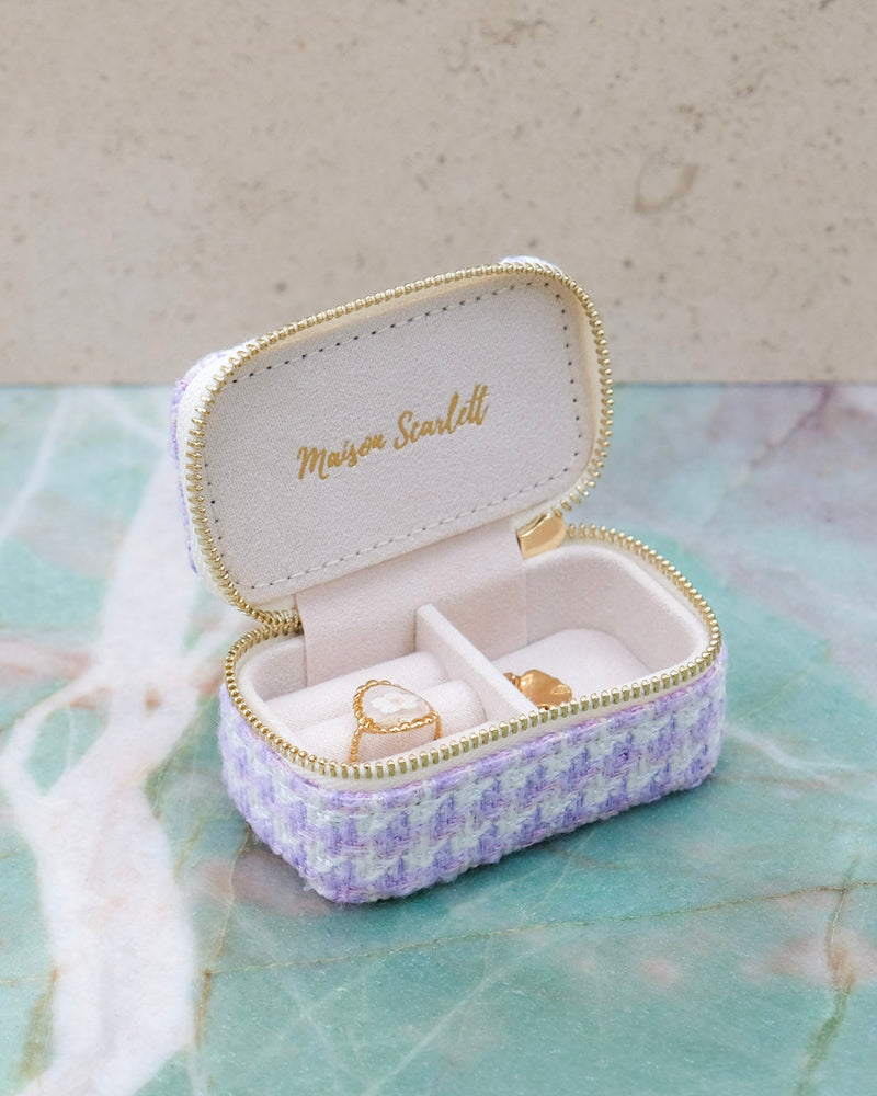 Marie Mini Houndstooth Travel Jewelry Box