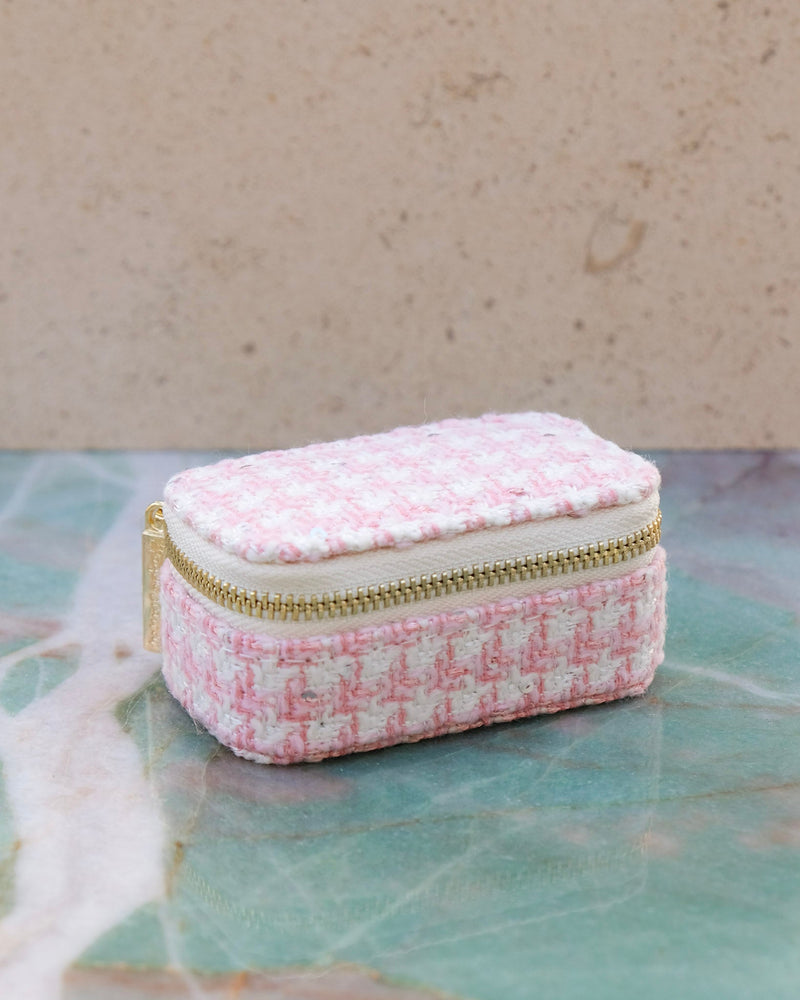 Marie Mini Houndstooth Travel Jewelry Box